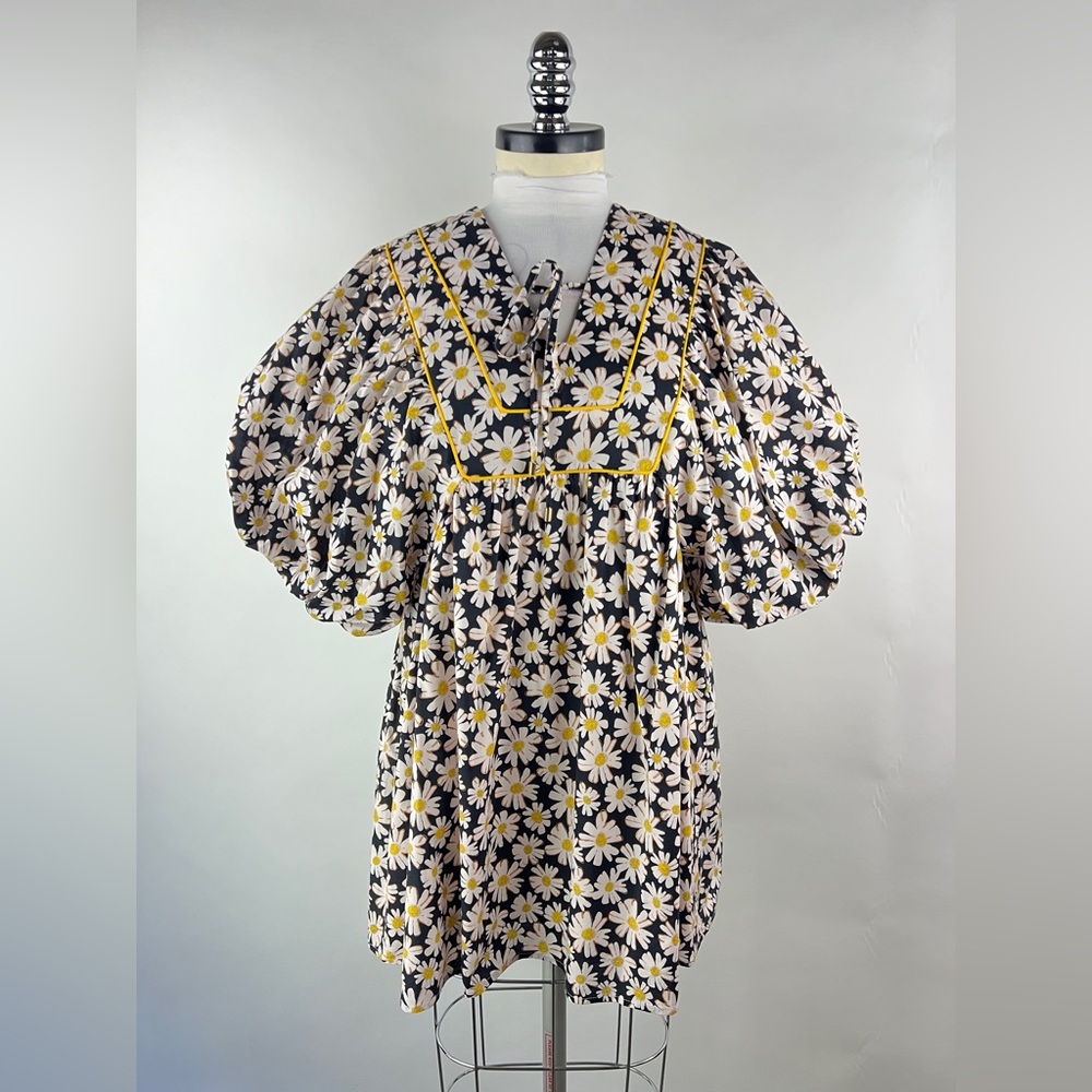 💚 3491. Daisy Floral Tie Front Mini Dress - Picture 1 of 11